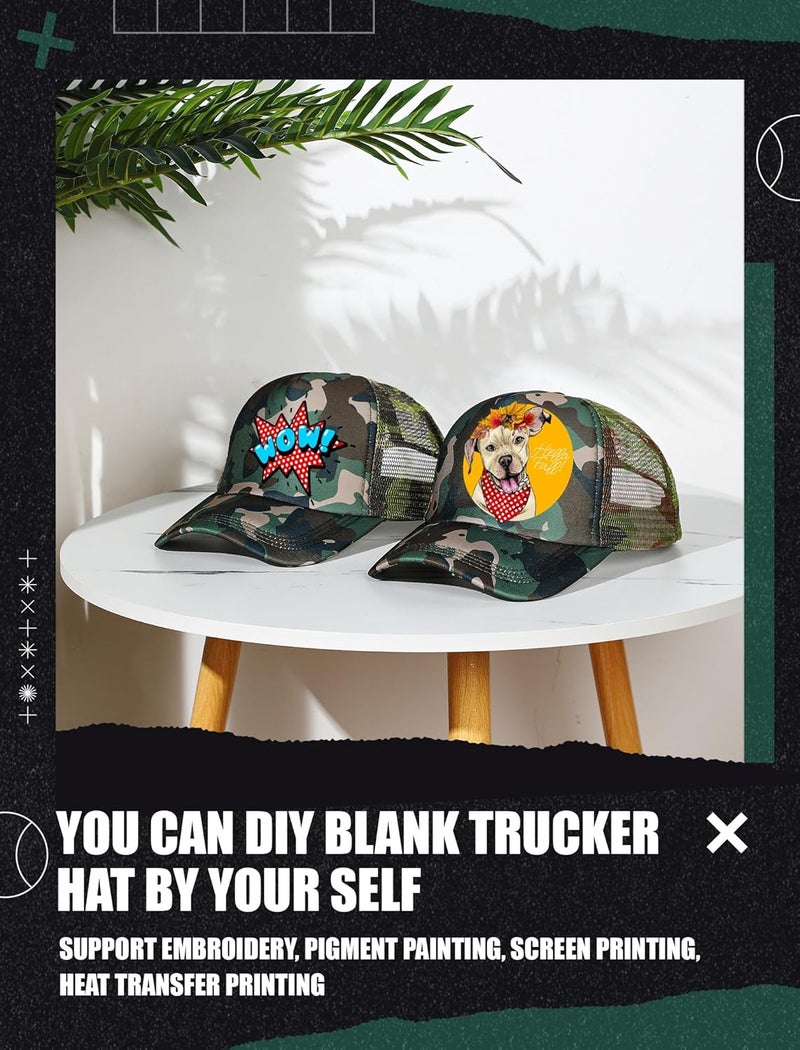 Tarpop 10 Pcs Sublimation Blank Trucker Hats Bulk Mesh Baseball Cap Polyester Mesh Trucker Hat for Men and Women - Image 4